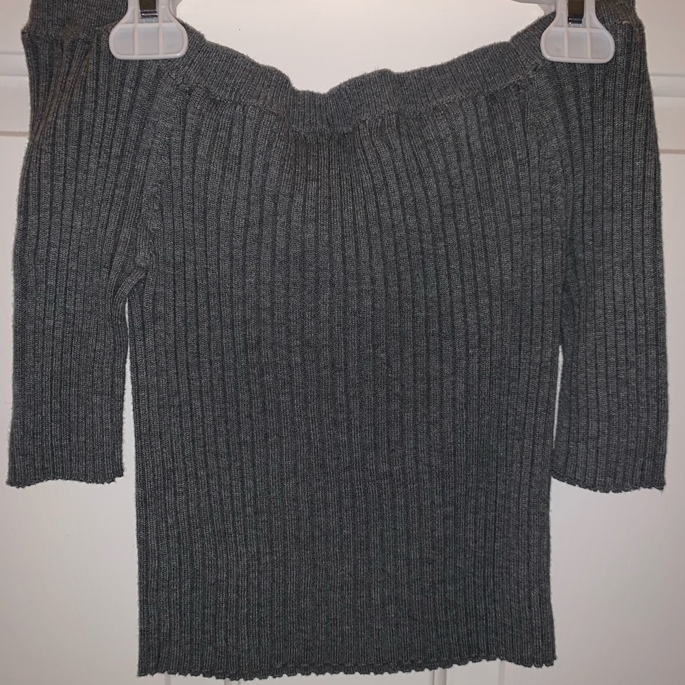 Grey off the shoulder crop top